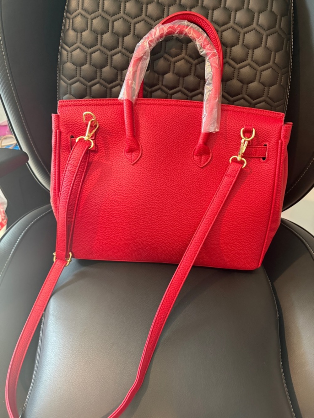 Red Leather Top-Handle Women’s Tote - Picture 2 of 5